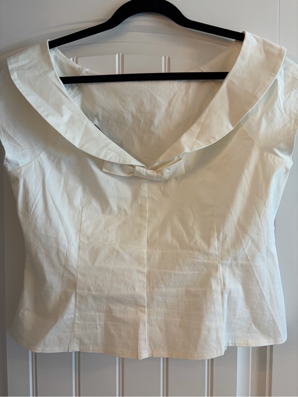 Modcloth Cream Sailor Collar Cap Sleeve Blouse